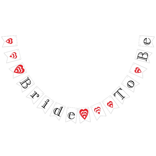 BRAUTPARTY: Schwarz, Weiß, Rot Wimpelkette (Alle)