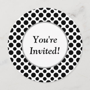 Brautparty-schwarze Polka-Punkt-runde Einladung