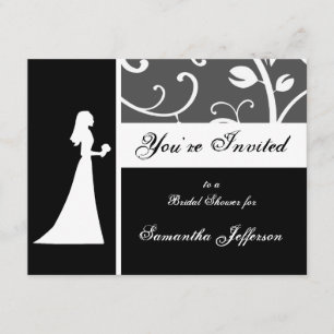 Brautparty, Schwarzweiss-Reben Einladung