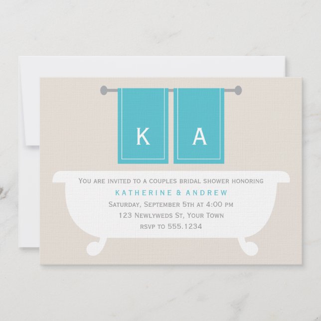 Brautparty seiner und ihrer Handtücher {aquamarin} Einladung (Vorderseite)
