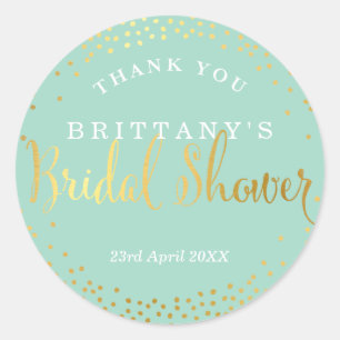 BRAUTPARTY SIEGEL stilvolle Mini-Goldpuppe Minze Runder Aufkleber