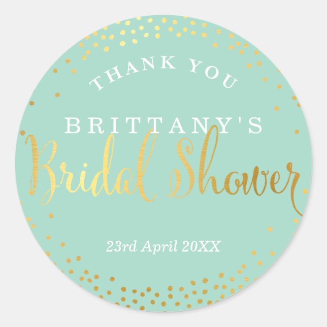 BRAUTPARTY SIEGEL stilvolle Mini-Goldpuppe Minze Runder Aufkleber (Vorderseite)