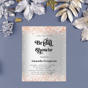 Brautparty Silber Rose Goldeinladung Flyer