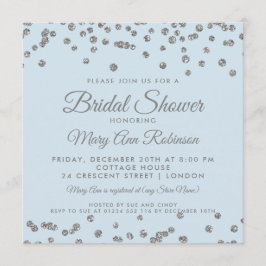 Brautparty-silbernes Glitzerconfetti-Eis-Blau Einladung