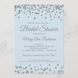 Brautparty Silver Glitzer Confetti Ice Blue Einladung