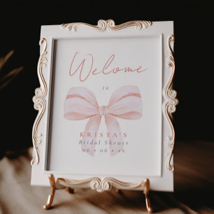 Brautparty "Simple Blush Coquette Bow" Willkommen Poster