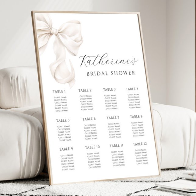 Brautparty-Sitzplan für den weißen Bow Poster (Von Creator hochgeladen)