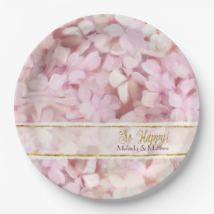 Brautparty Softly Summer Pink Hydrangea Glitzer Pappteller