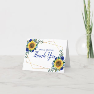 Brautparty Sonnenblume Geometric Blue Floral Dankeskarte