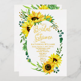 Brautparty Sonnenblumen | Eukalyptus Floral Frame Folieneinladung