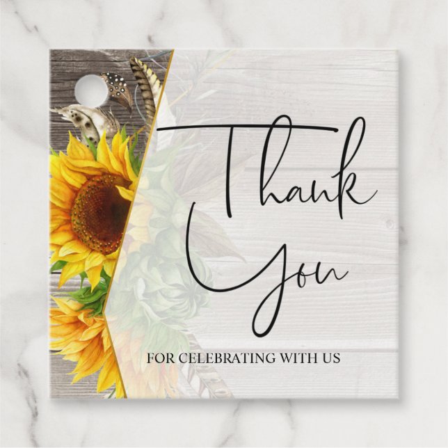 Brautparty, Sonnenblumen, GASTGESCHENK Geschenkanhänger (Vorderseite)