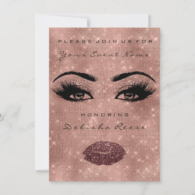 Brautparty Spark 16. Rose Spark Glitzer Eggpla Einladung (Vorderseite)