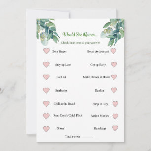 Brautparty-Spiel würde sie eher Einladung