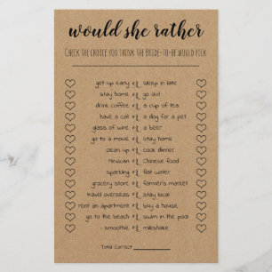 Brautparty-Spiel würde sie eher Karte