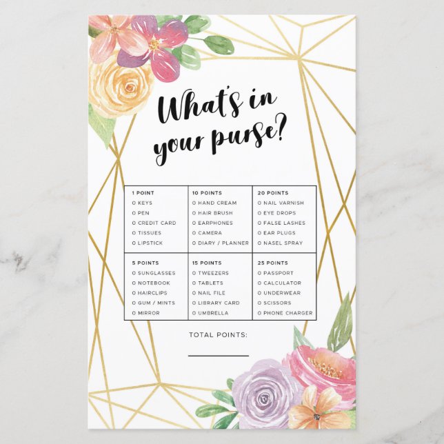 Brautparty Spiele Was ist in deinem Handspiel Pink (Vorderseite)