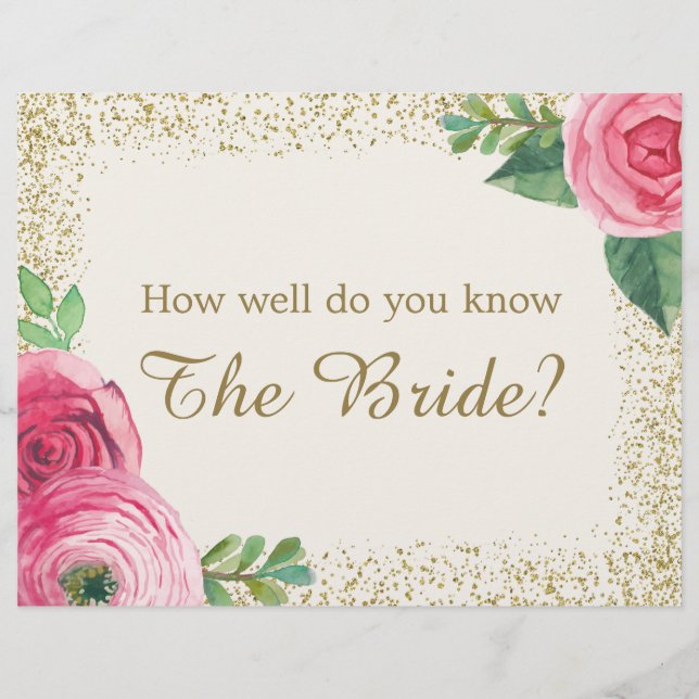 Brautparty-Spielzeichen - 8.5 x 11 (Vorderseite)