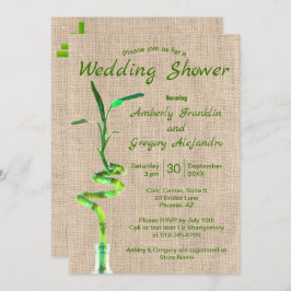 Brautparty Spiraled Lucky Bamboo Rustikaler Burlap Einladung