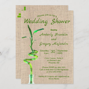 Brautparty Spiraled Lucky Bamboo Rustikaler Burlap Einladung