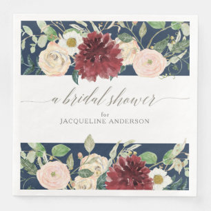 Brautparty Spring Burgundy Rose Blumenfoliage Serviette