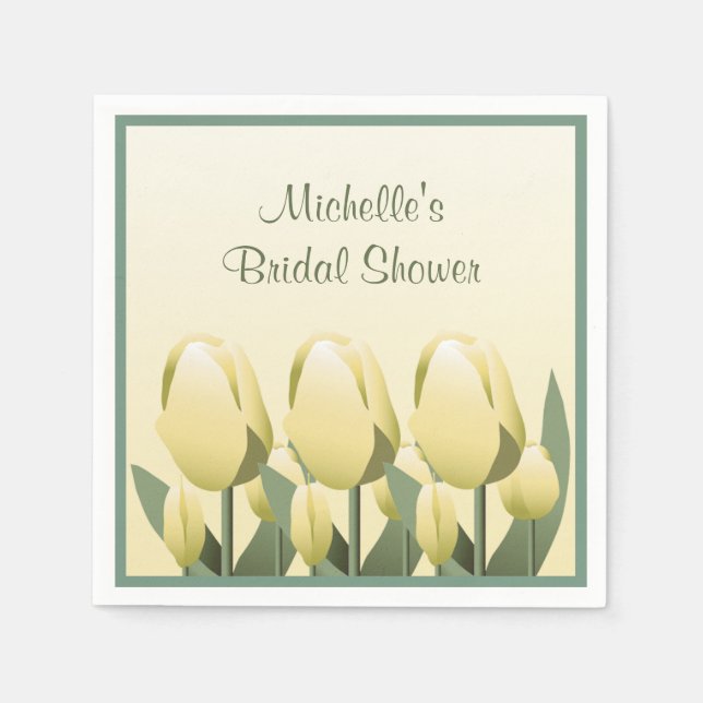 Brautparty Spring Yellow Tulip Cocktail Serviette (Vorderseite)