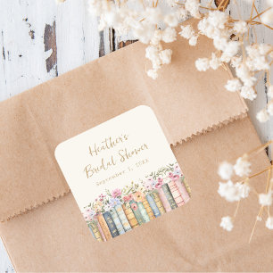 Brautparty-Sticker für Book Theme Quadratischer Aufkleber