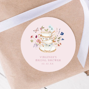 Brautparty-Sticker Pink Tea Party Runder Aufkleber