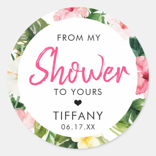 Brautparty-Stickers für tropische Blätter Runder Aufkleber (Vorderseite)