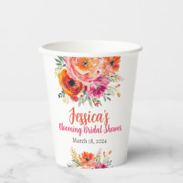 Brautparty Summer Orange und Pink Florals Pappbecher
