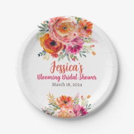 Brautparty Summer Orange und Pink Florals Pappteller