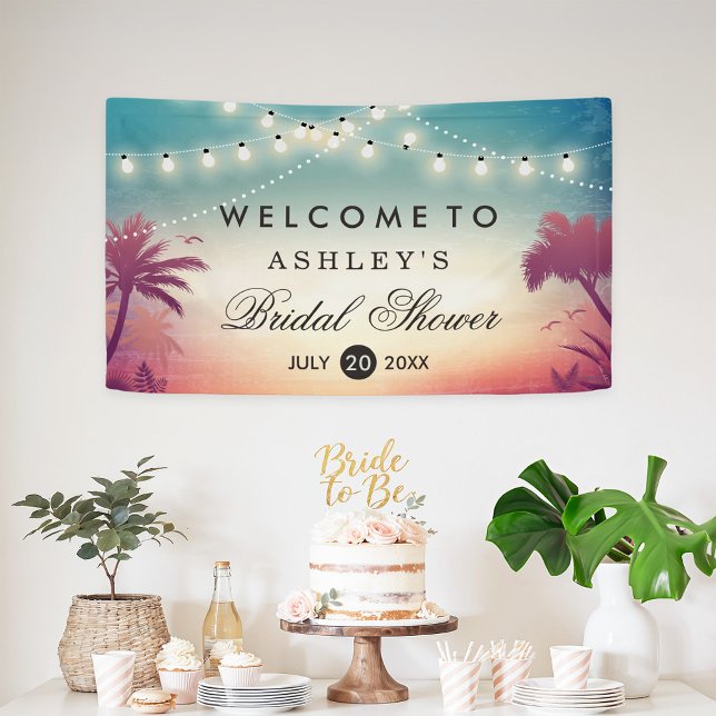 Brautparty Summer String Lights Palm Trees Banner (Von Creator hochgeladen)