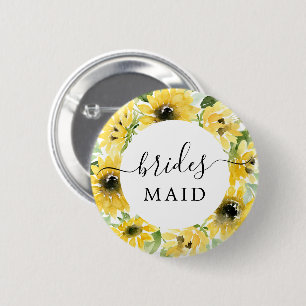 Brautparty Sunflower Garden Bridesmaid Button