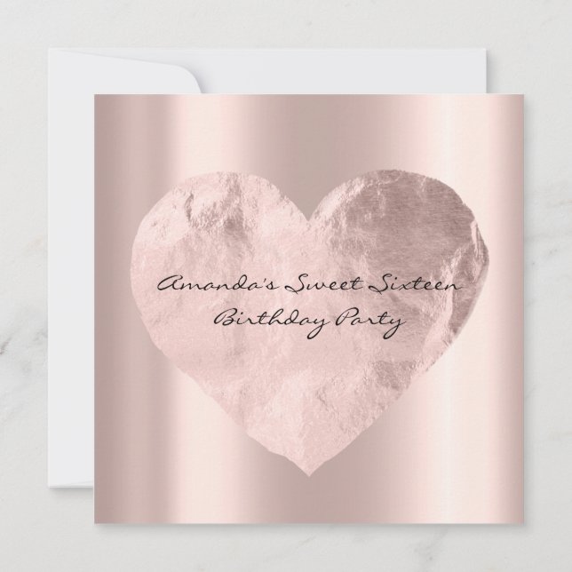 Brautparty Sweet 16. Geburtstag Rose Herz Einladung (Rückseite)