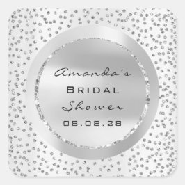 Brautparty Sweet 16. Glitzer Gray Confetti Sil Quadratischer Aufkleber