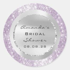 Brautparty Sweet 16. Lila Spark Glitzer Grau Runder Aufkleber