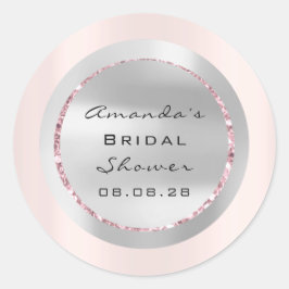 Brautparty Sweet 16. Rose Funkelnd Glitzer Grau Runder Aufkleber