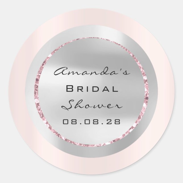 Brautparty Sweet 16. Rose Funkelnd Glitzer Grau Runder Aufkleber (Vorderseite)