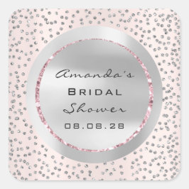 Brautparty Sweet 16. Rose Glitzer Gray Confett Quadratischer Aufkleber