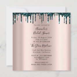 Brautparty Sweet 16. Tropfen Rose Aquamarines Foto Einladung