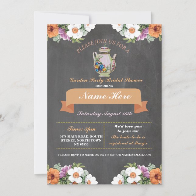 Brautparty Tea Garden Party Parco Tassino Einladung (Vorderseite)