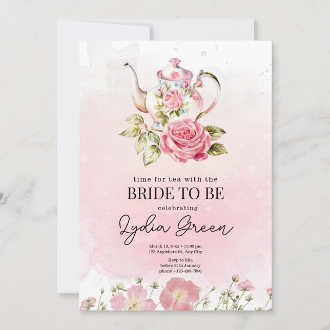 Brautparty Tea Party Zeit für Tee mit Brid Einladung