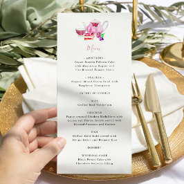 Brautparty Tee Party Dusty Pink Teapot Menü Menükarte