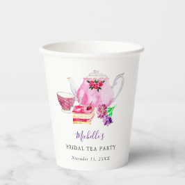 Brautparty Tee Party Lila Teapot Wasser Pappbecher