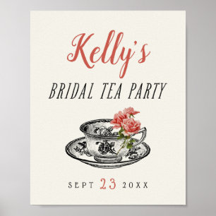 Brautparty-Tee-Party-Schild mit Vintage-Typografie Poster