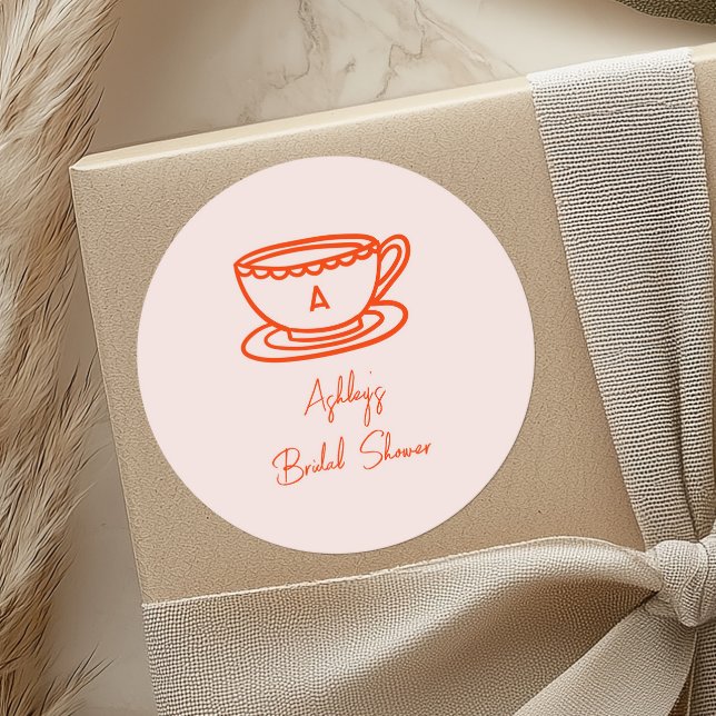 Brautparty Tee Thema Whimsical Doodle Runder Aufkleber (Von Creator hochgeladen)