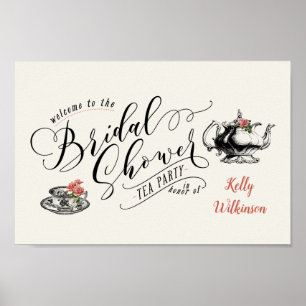 Brautparty-Teeparty im Vintage-Typografie-Stil Poster