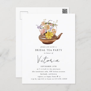Brautparty Teezeremonie Tee Party Einladung Postkarte