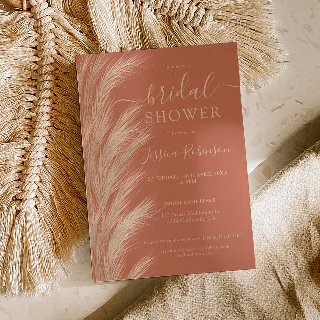 Brautparty Terracotta pampas gras Einladung (Von Creator hochgeladen)