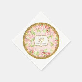 Brautparty Tischdekor Wasserfarben Rose Bouquet Serviette