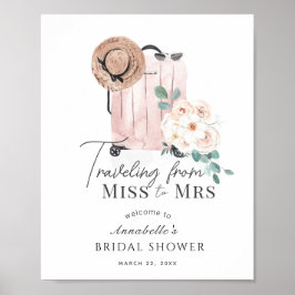 Brautparty "Travel Pink Suitcase" Willkommen Poster