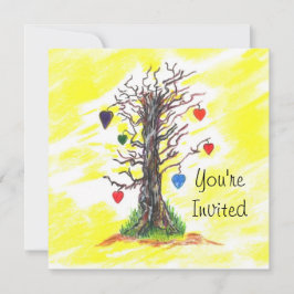 Brautparty Tree of Liebe Gelbe Einladung